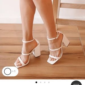 Lulus White square heel sandals